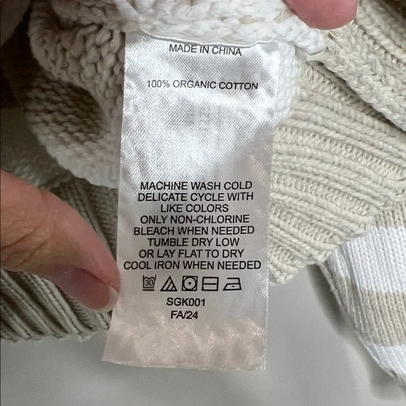 QUINCE 100% Organic Cotton Cropped Polo Sweater in Beige Ivory size Small - Picture 8 of 12